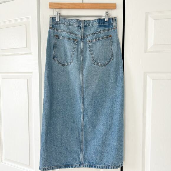 Abercrombie & Fitch High Rise Denim Midi Skirt Blue Button Front Size 27/4 - Picture 6 of 8